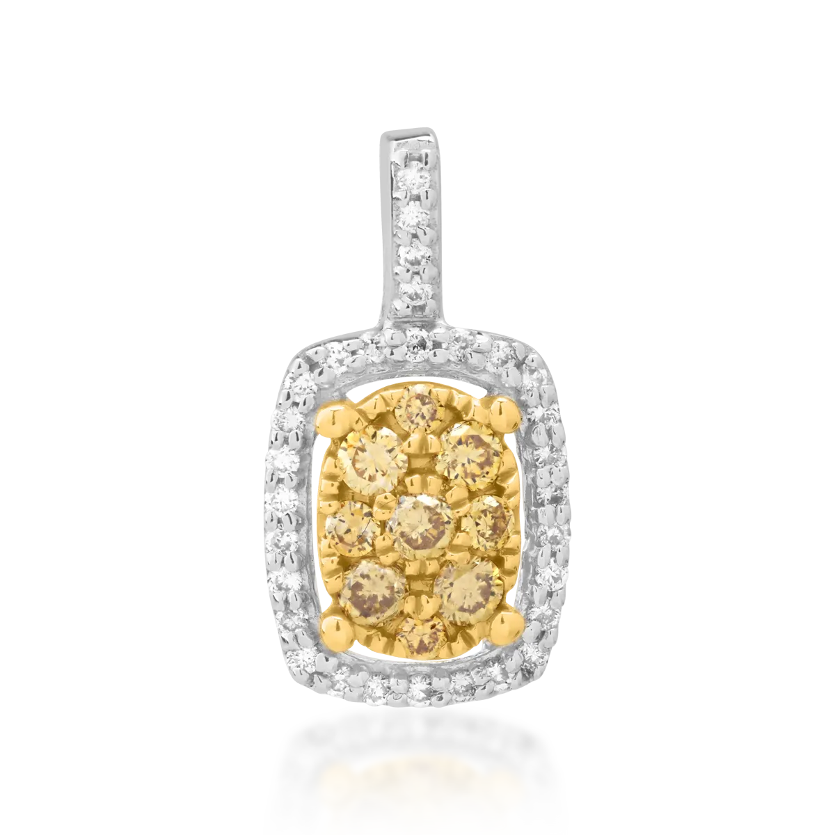 Pandantiv din aur alb cu diamante galbene de 0.18ct si diamante transparente de 0.08ct