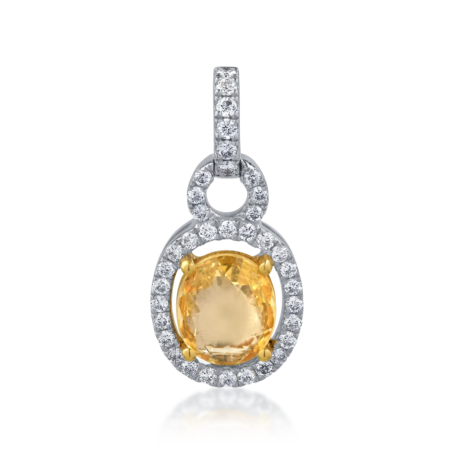 Pandantiv din aur alb cu safir oval de 1.5ct si diamante de 0.31ct 1 Pandantiv din aur alb cu safir oval de 1.5ct si diamante de 0.31ct
