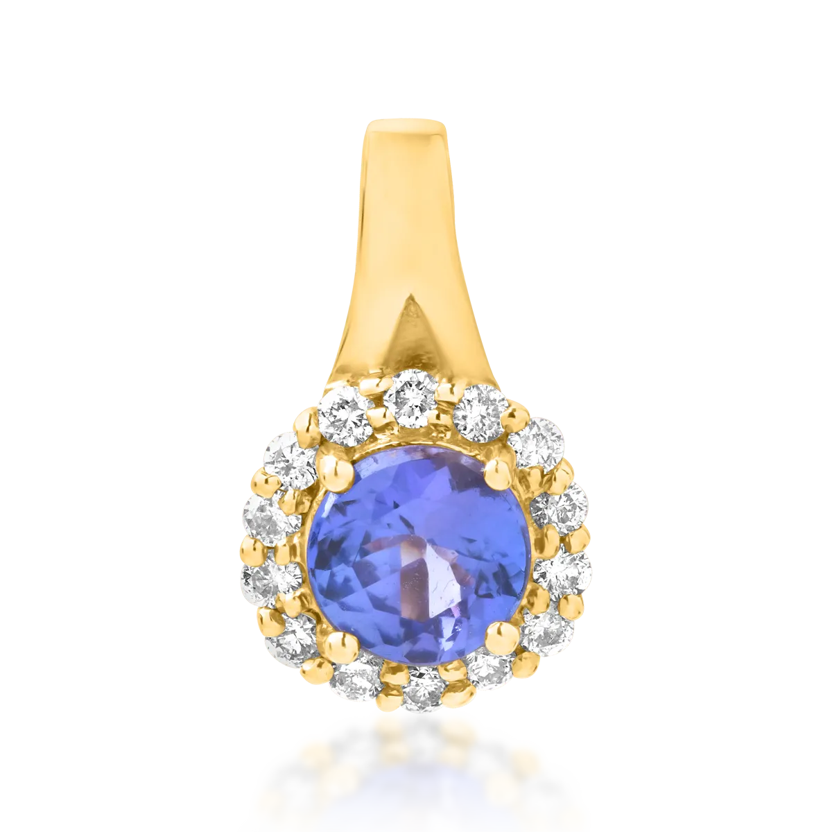 Pandantiv din aur galben cu tanzanit de 0.85ct si diamante de 0.21ct