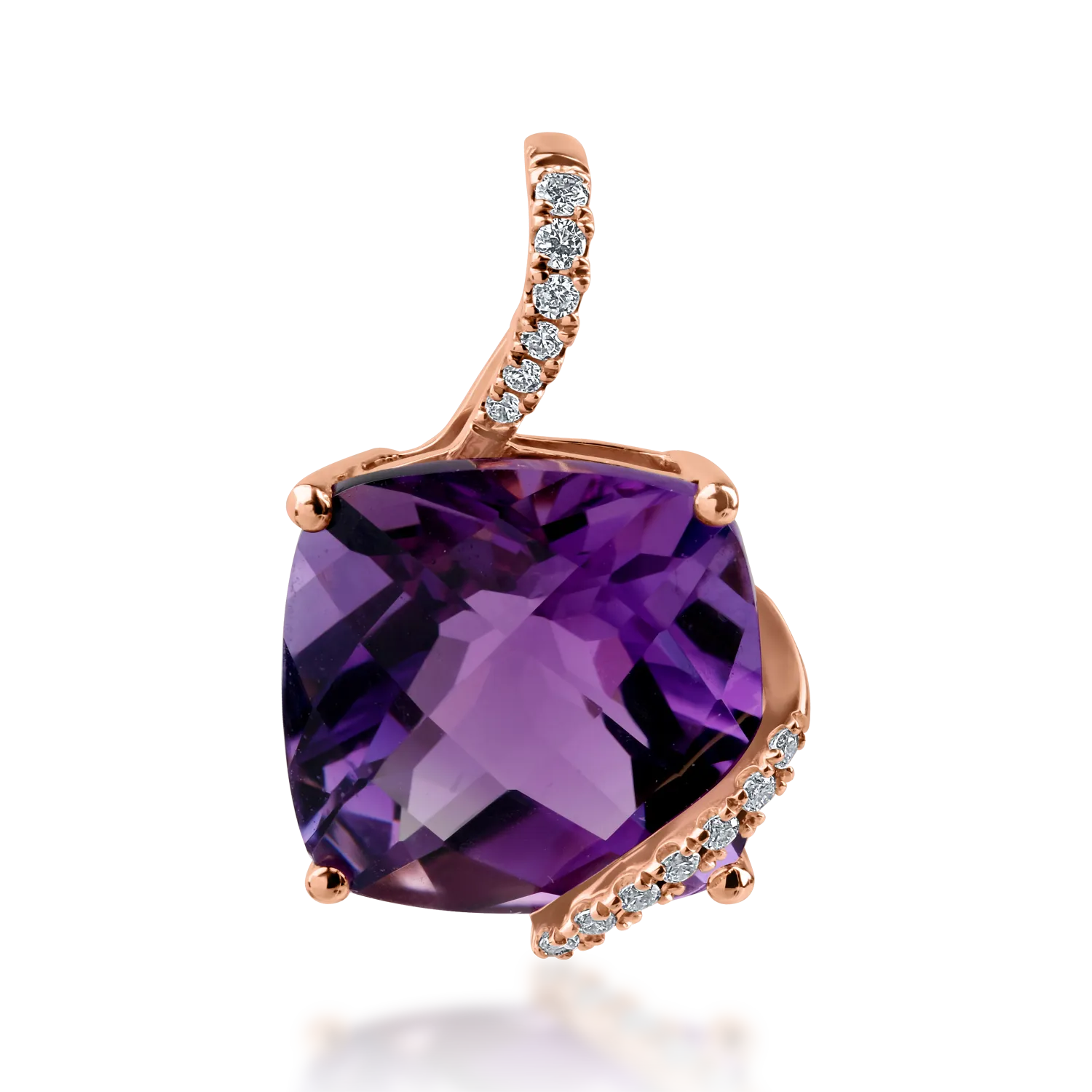 Pandantiv din aur roz cu ametist de 4.6ct si diamante de 0.06ct