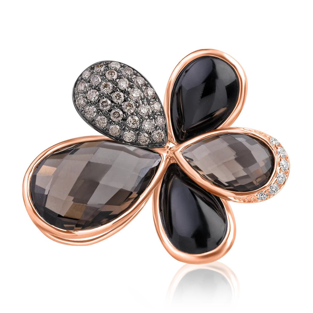 Pandantiv floare din aur roz cu pietre pretioase si semipretioase de 20.98ct