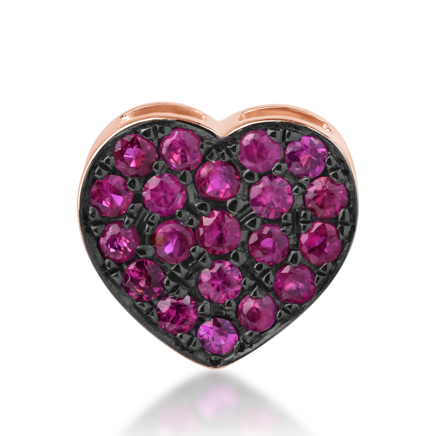 Pandantiv inima din aur roz cu rubine de 0.24ct