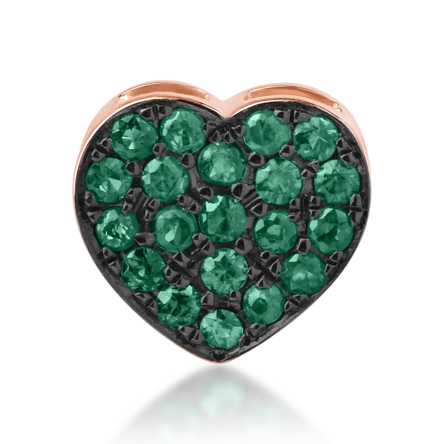Pandantiv inima din aur roz cu smaralde de 0.16ct