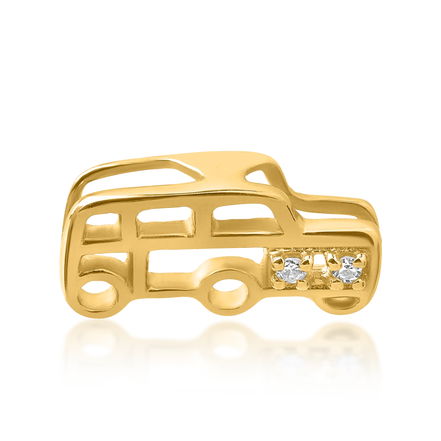 Pandantiv masinuta pentru copii din aur galben cu diamante de 0.008ct