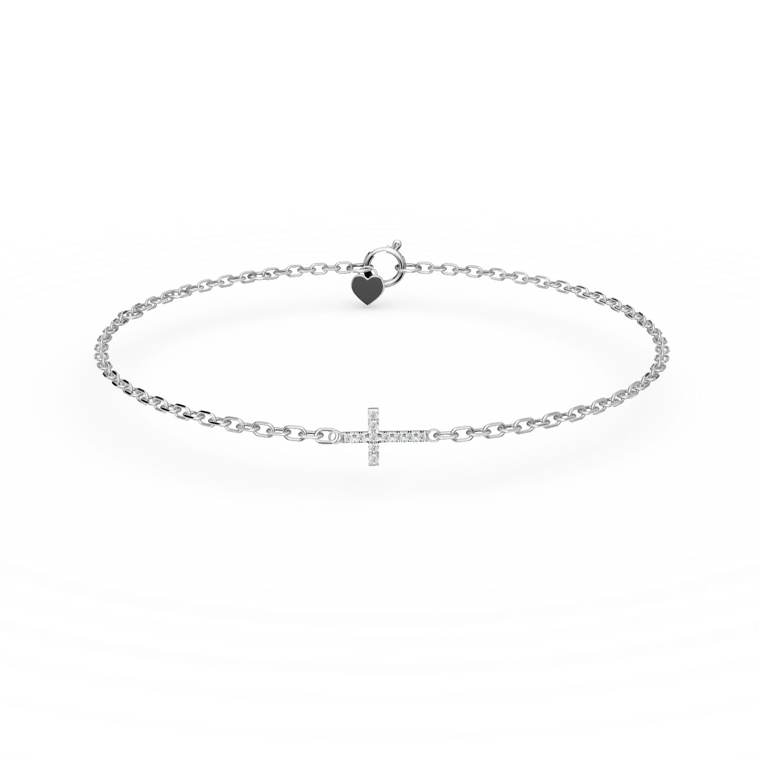Bratara cu pandantiv cruce din aur alb cu diamante de 0.05ct