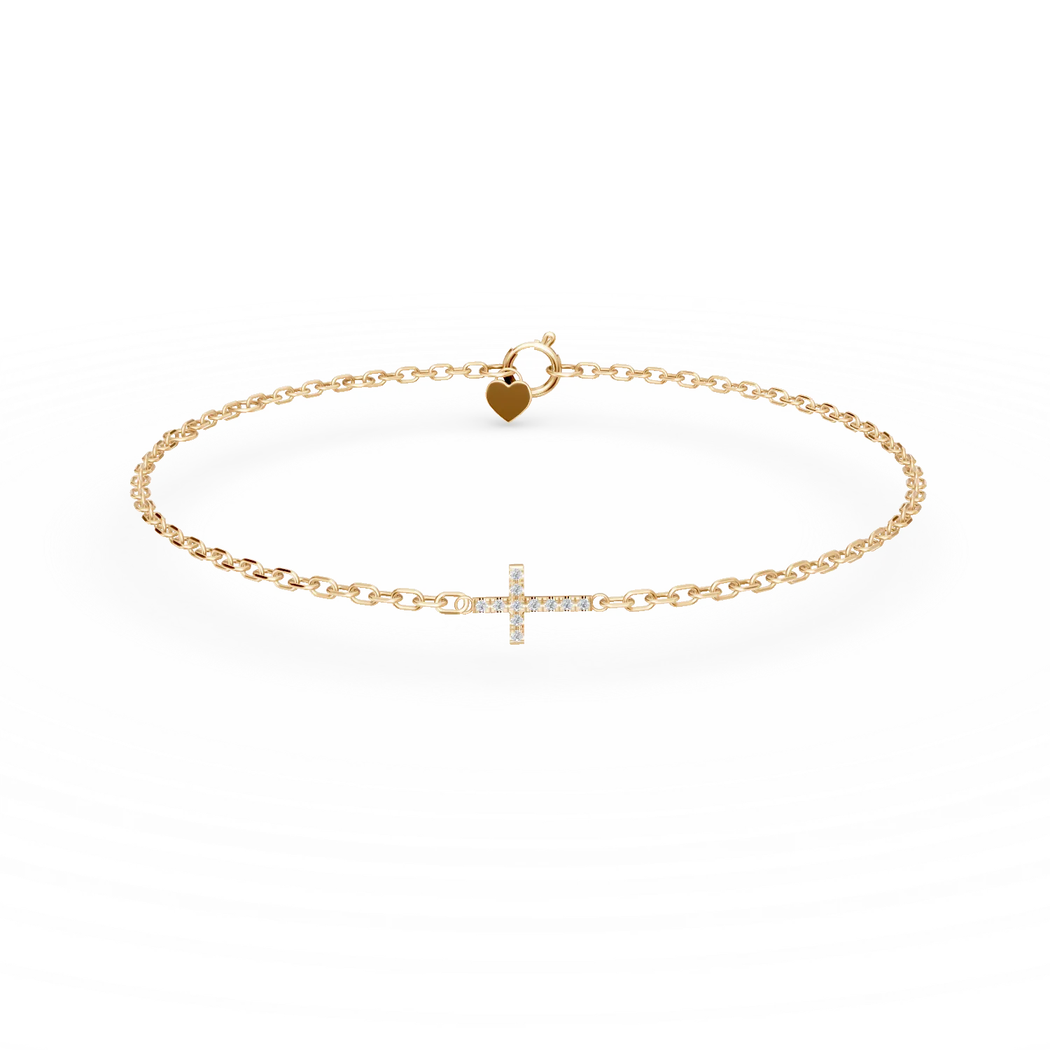 Bratara cu cruce din aur galben cu diamante de 0.06ct