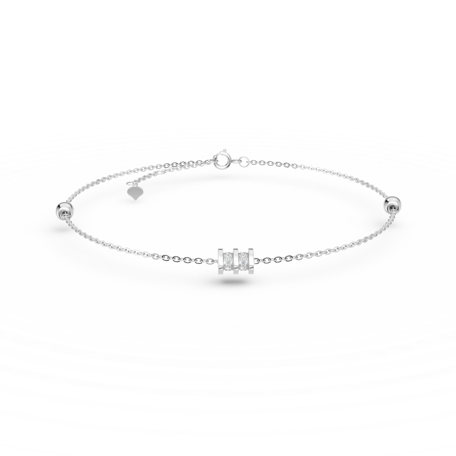 Bratara cu detalii geometrice din aur alb cu diamante de 0.05ct