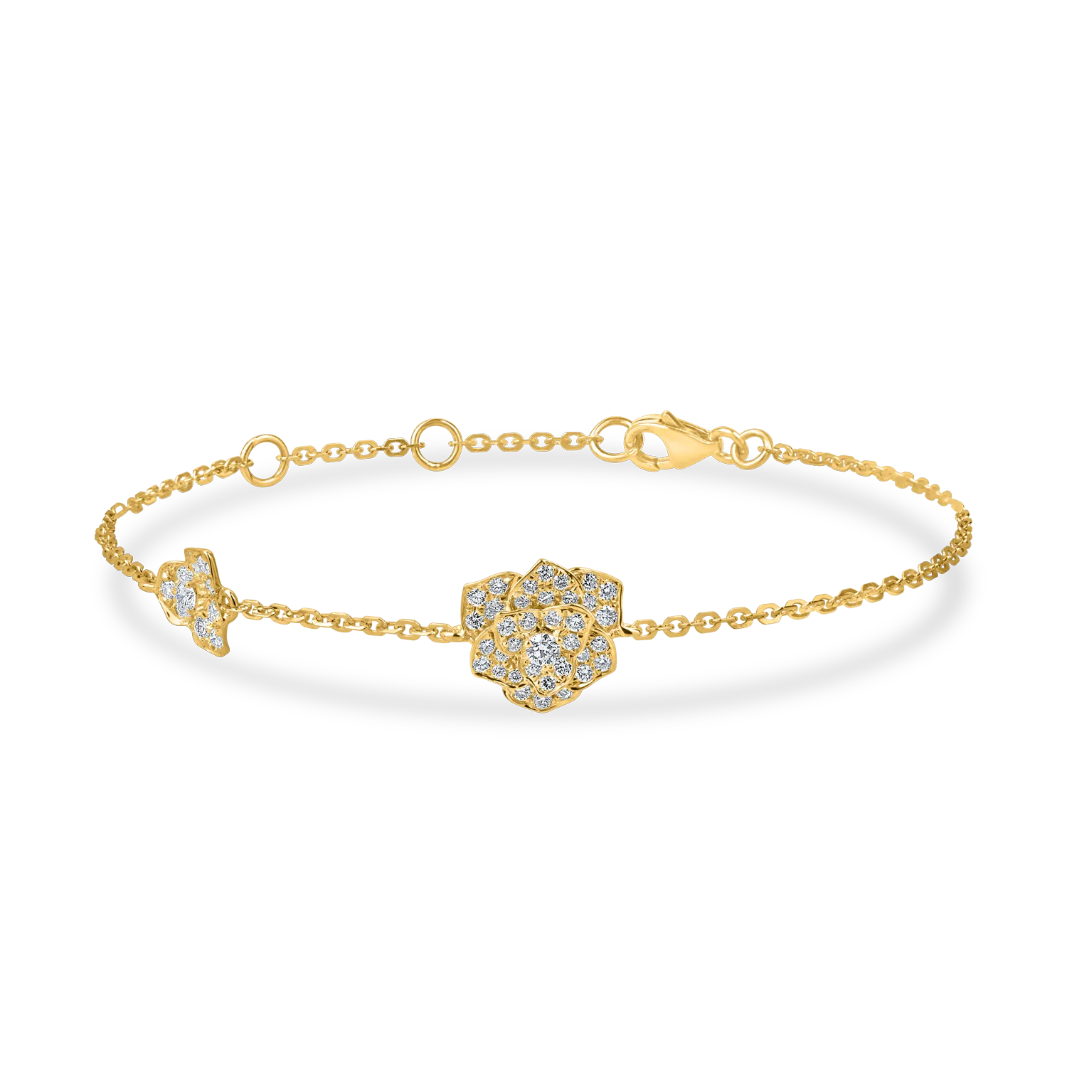 Bratara cu pandantiv floare din aur galben si diamante de 0.4ct