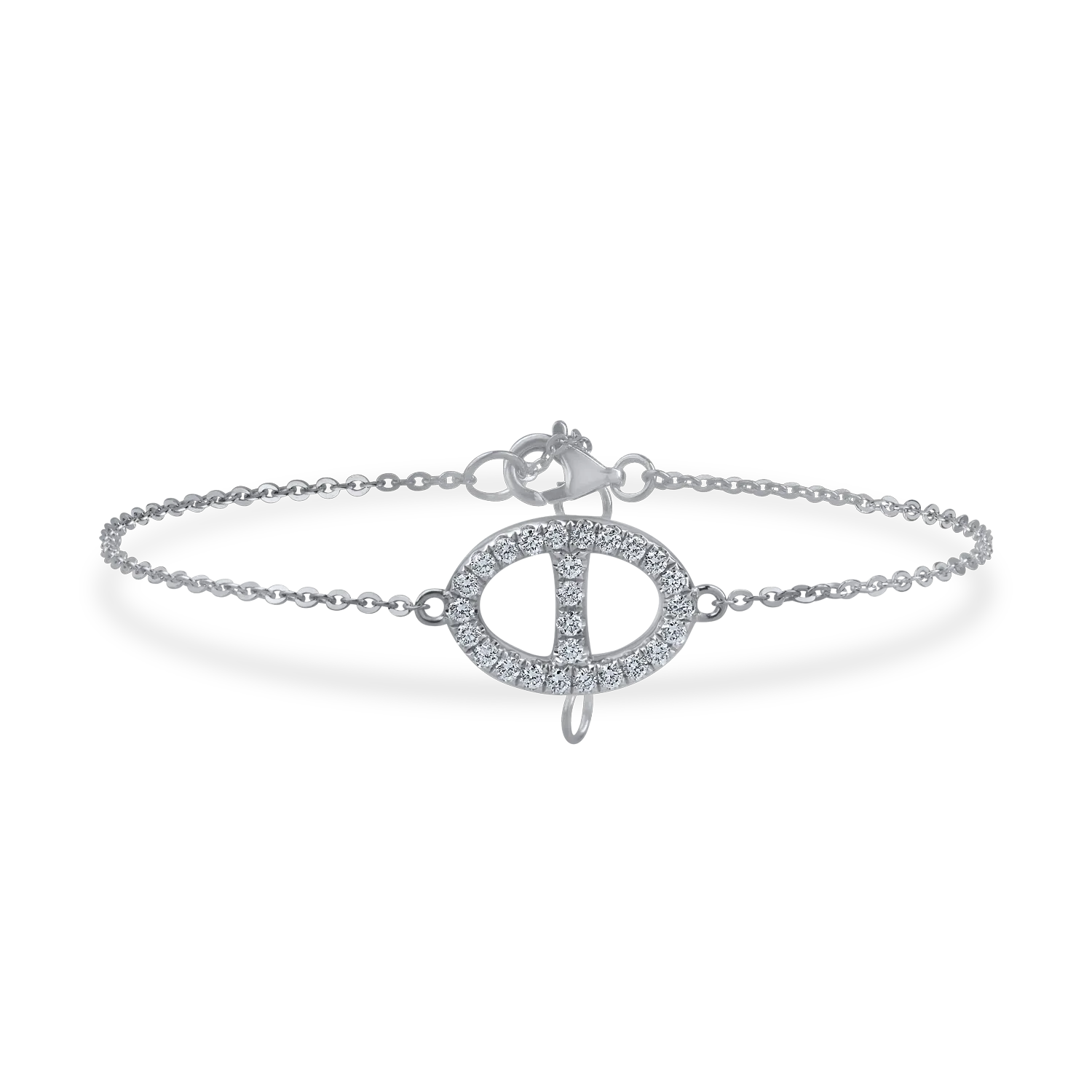 Bratara cu pandantiv geometric din aur alb cu diamante de 0.27ct