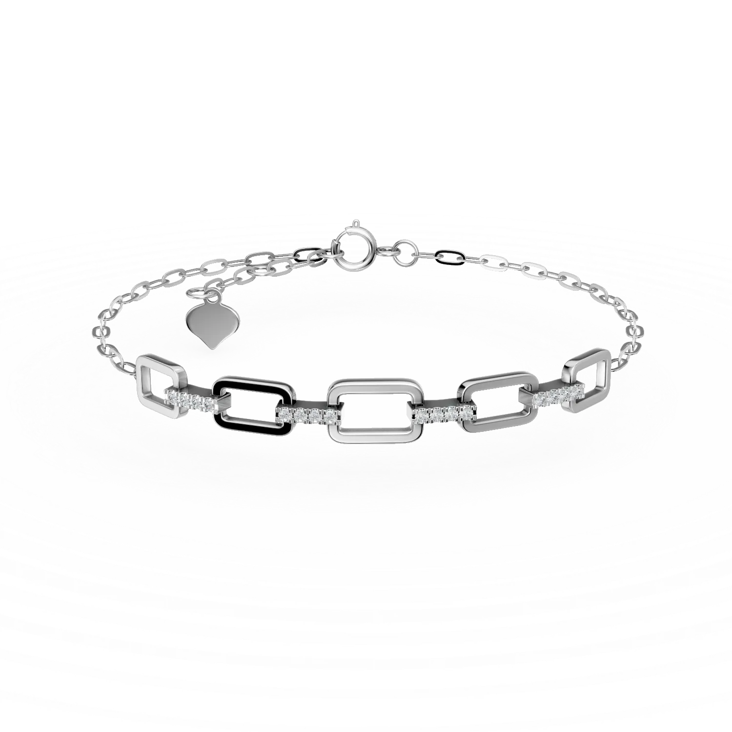 Bratara cu zale din aur alb cu diamante de 0.09ct