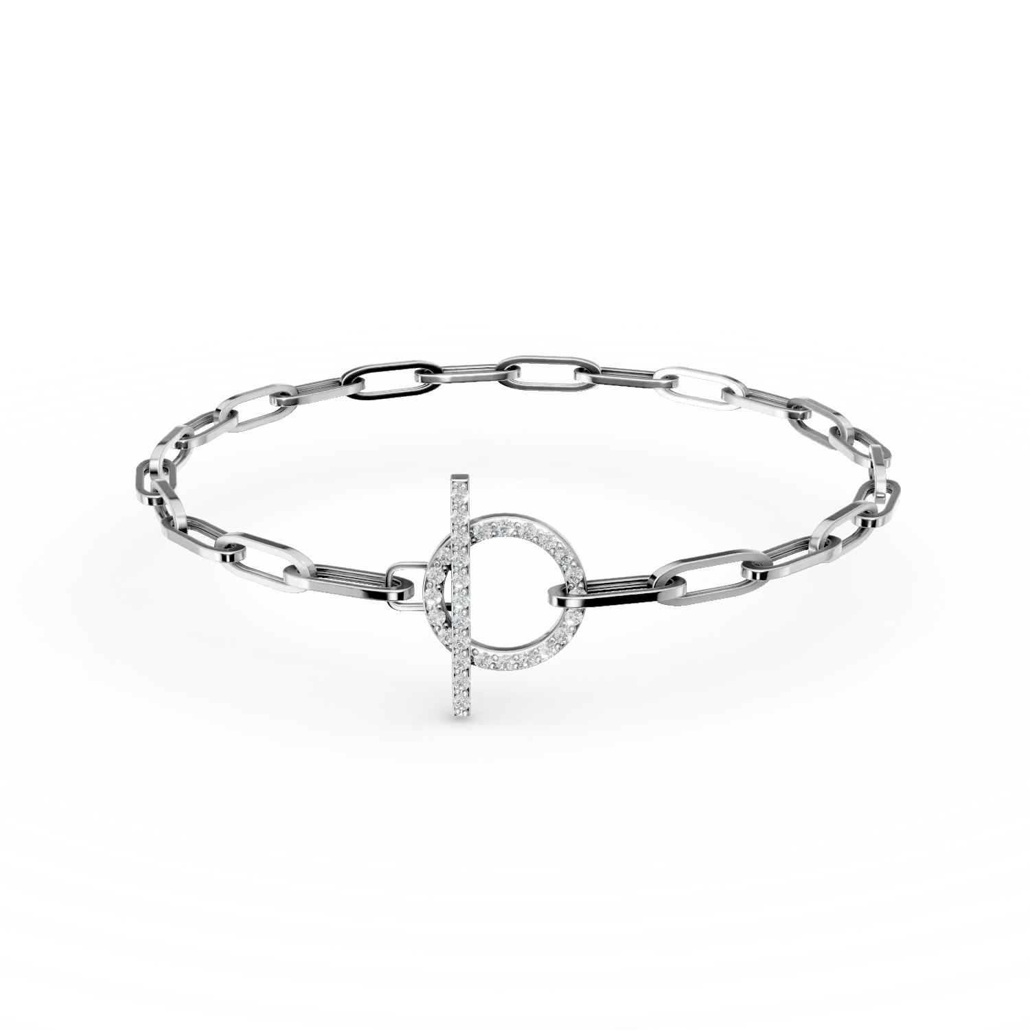 Bratara cu zale din aur alb cu diamante de 0.2ct