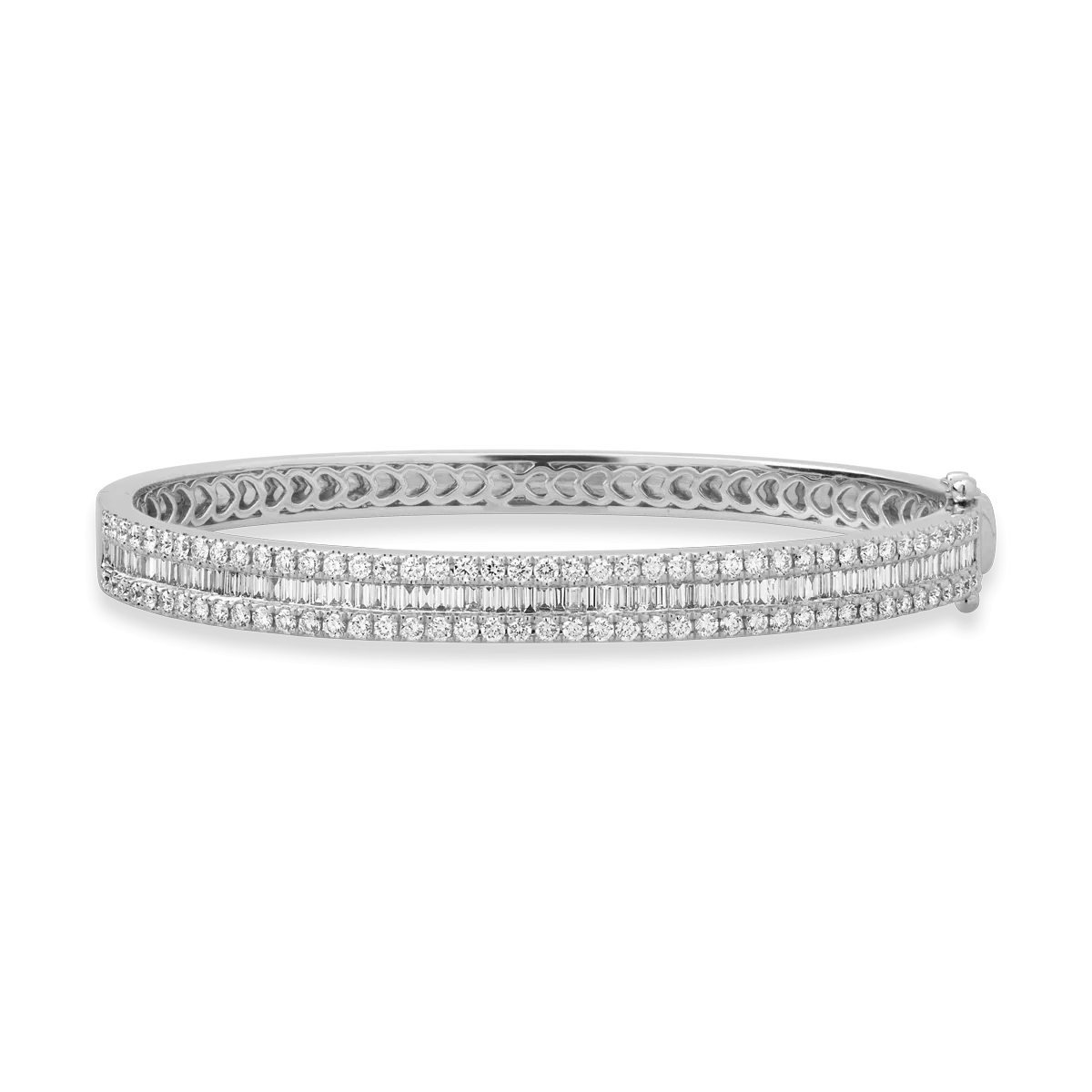 Bratara din aur alb cu diamante baguette si rotunde de 2.67ct