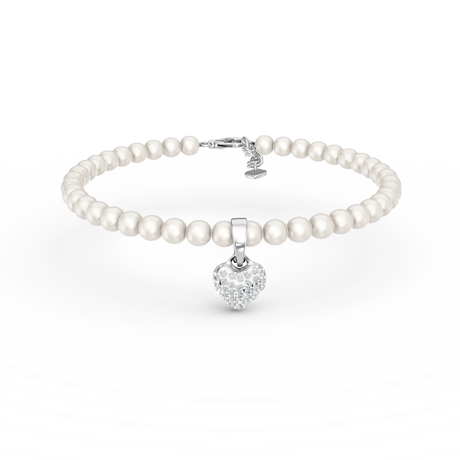 Bratara din aur alb cu perle de cultura de 22ct si diamante de 0.1ct