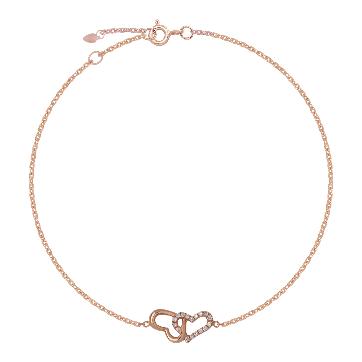 Bratara cu inimi din aur roz cu diamante de 0.052ct