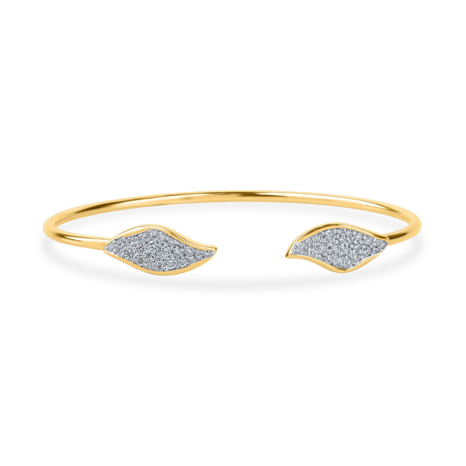 Bratara fixa deschisa din aur galben cu diamante de 0.8ct
