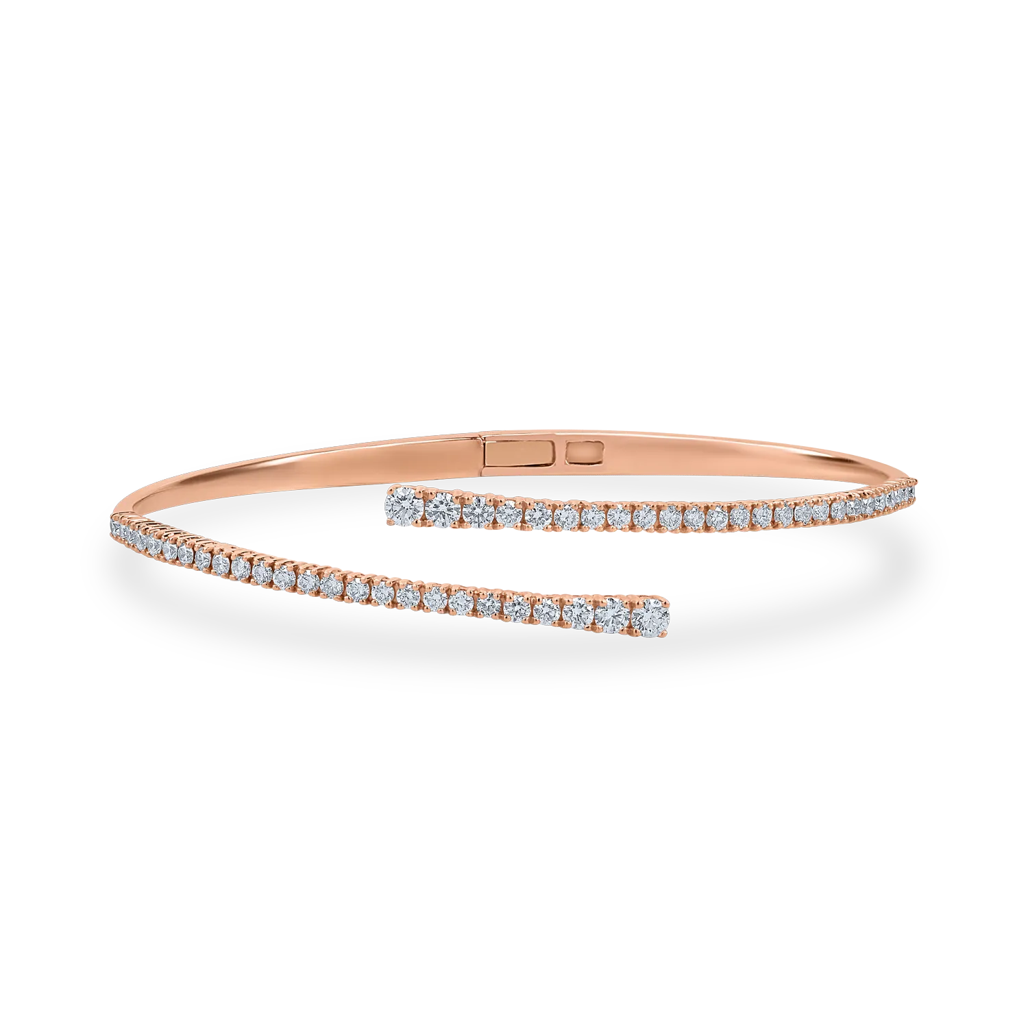 Bratara fixa deschisa din aur roz cu diamante de 1.37ct