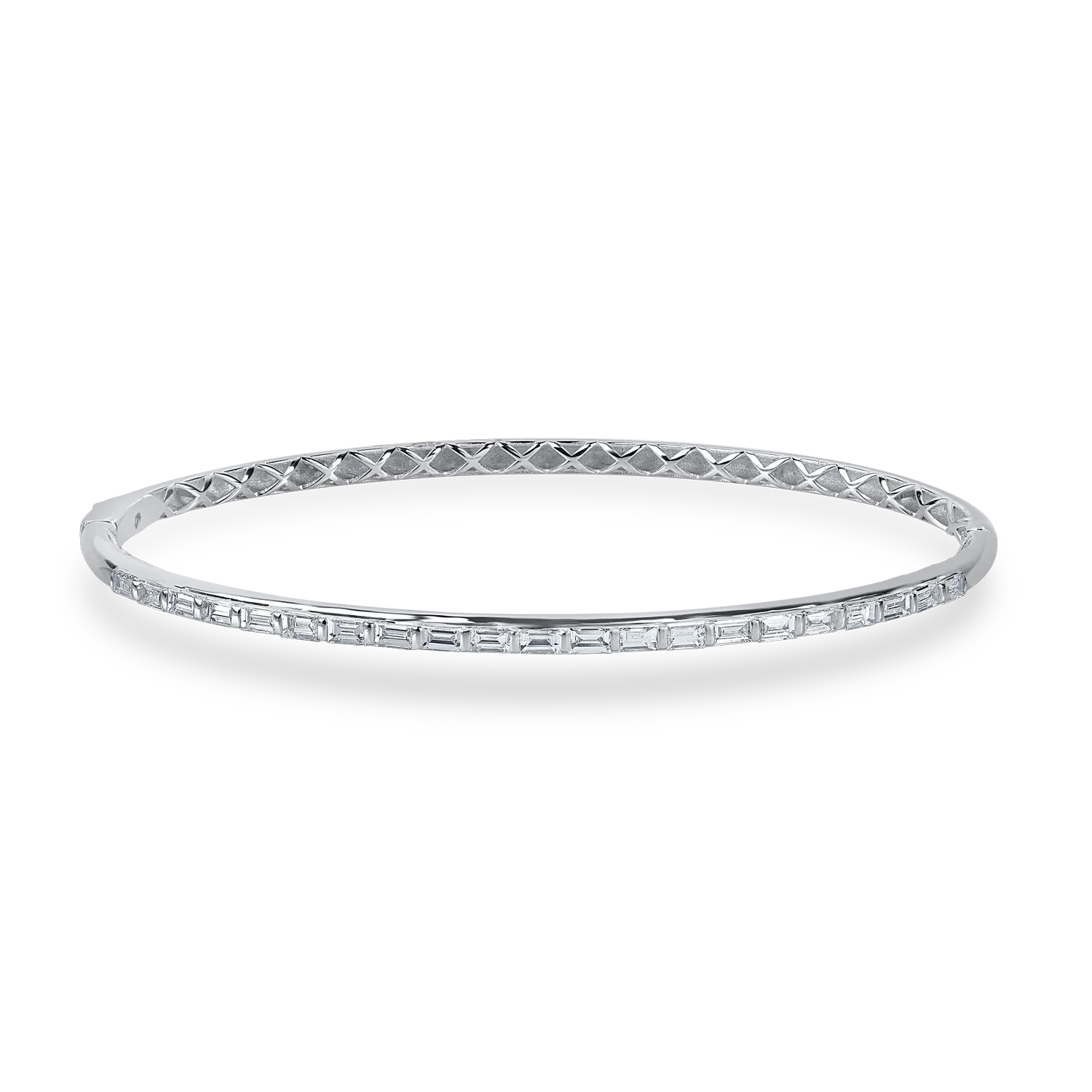 Bratara fixa din aur alb cu diamante baguette de 0.88ct
