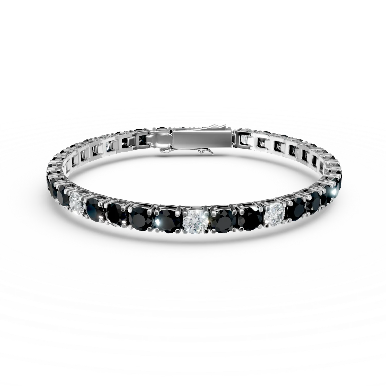 Bratara tennis din aur alb cu diamante negre si incolore de 11.3ct