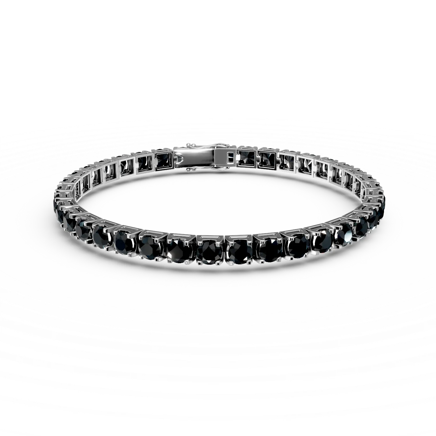Bratara tennis din aur alb cu diamante negre taietura rose de 12ct
