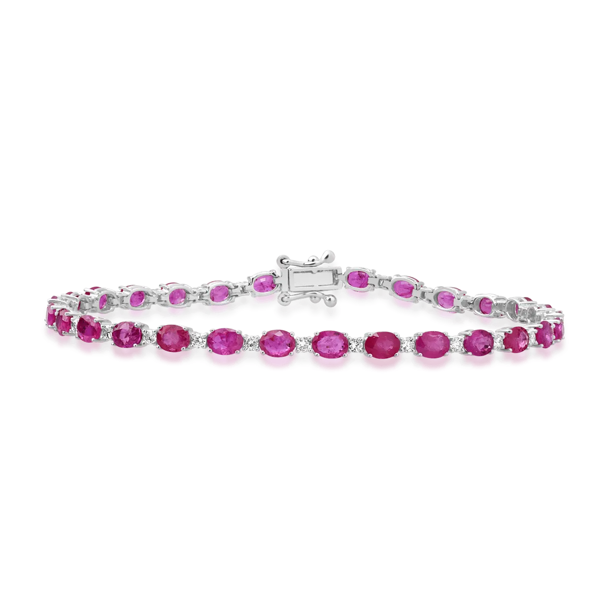 Bratara tennis din aur alb cu rubine ovale de 6.2ct si diamante de 0.64ct