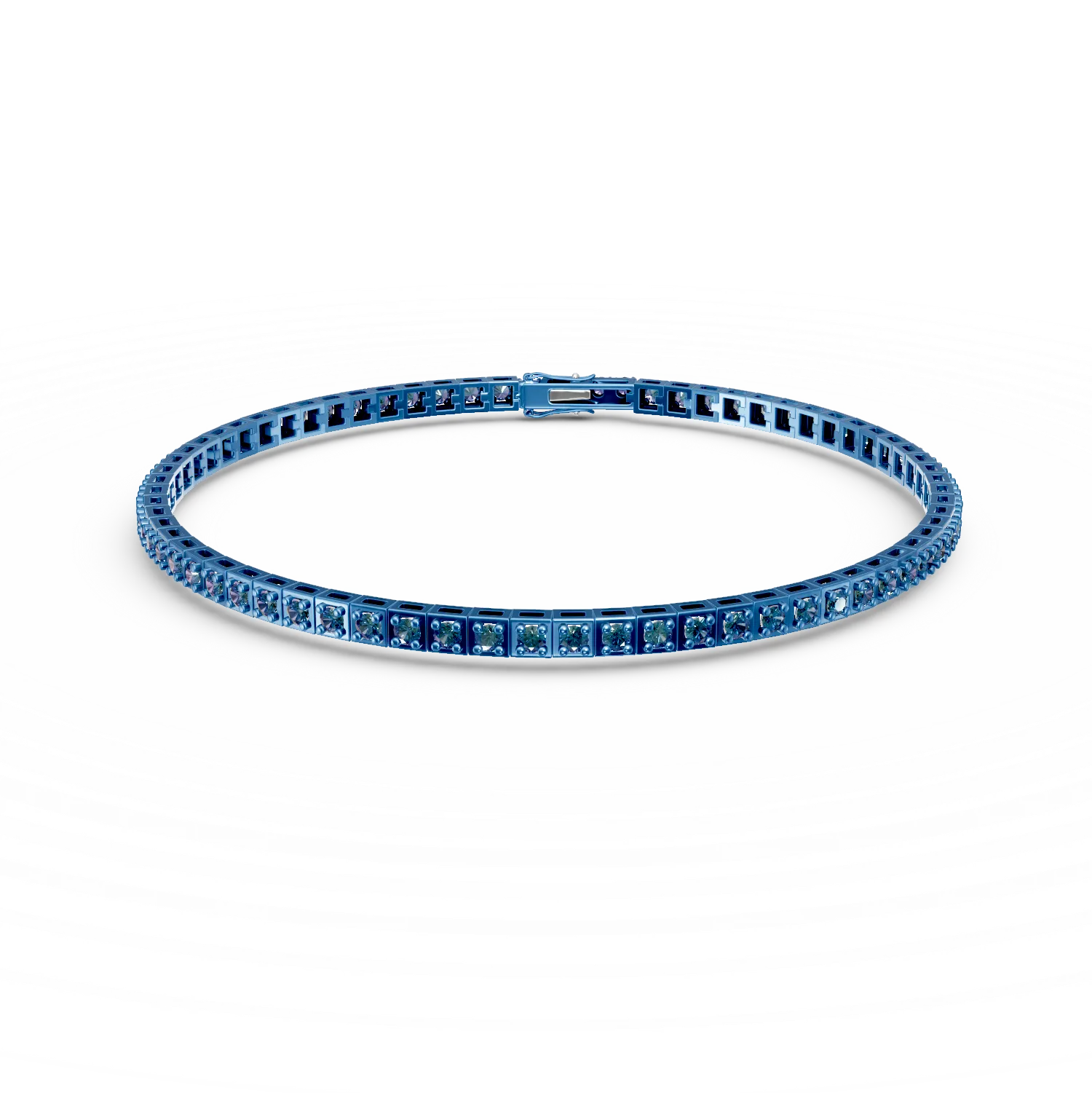 Bratara tennis din aur albastru cu diamante albastre de 0.9ct 1 Bratara tennis din aur albastru cu diamante albastre de 0.9ct