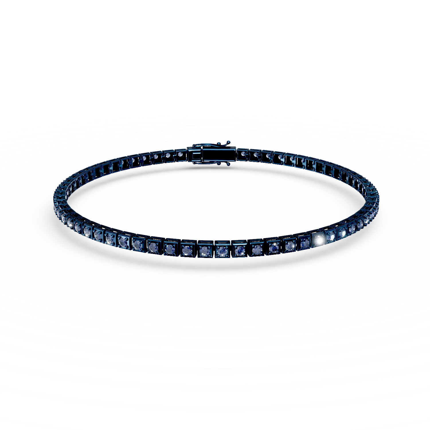 Bratara tennis din aur albastru cu diamante albastre de 1.7ct 1 Bratara tennis din aur albastru cu diamante albastre de 1.7ct