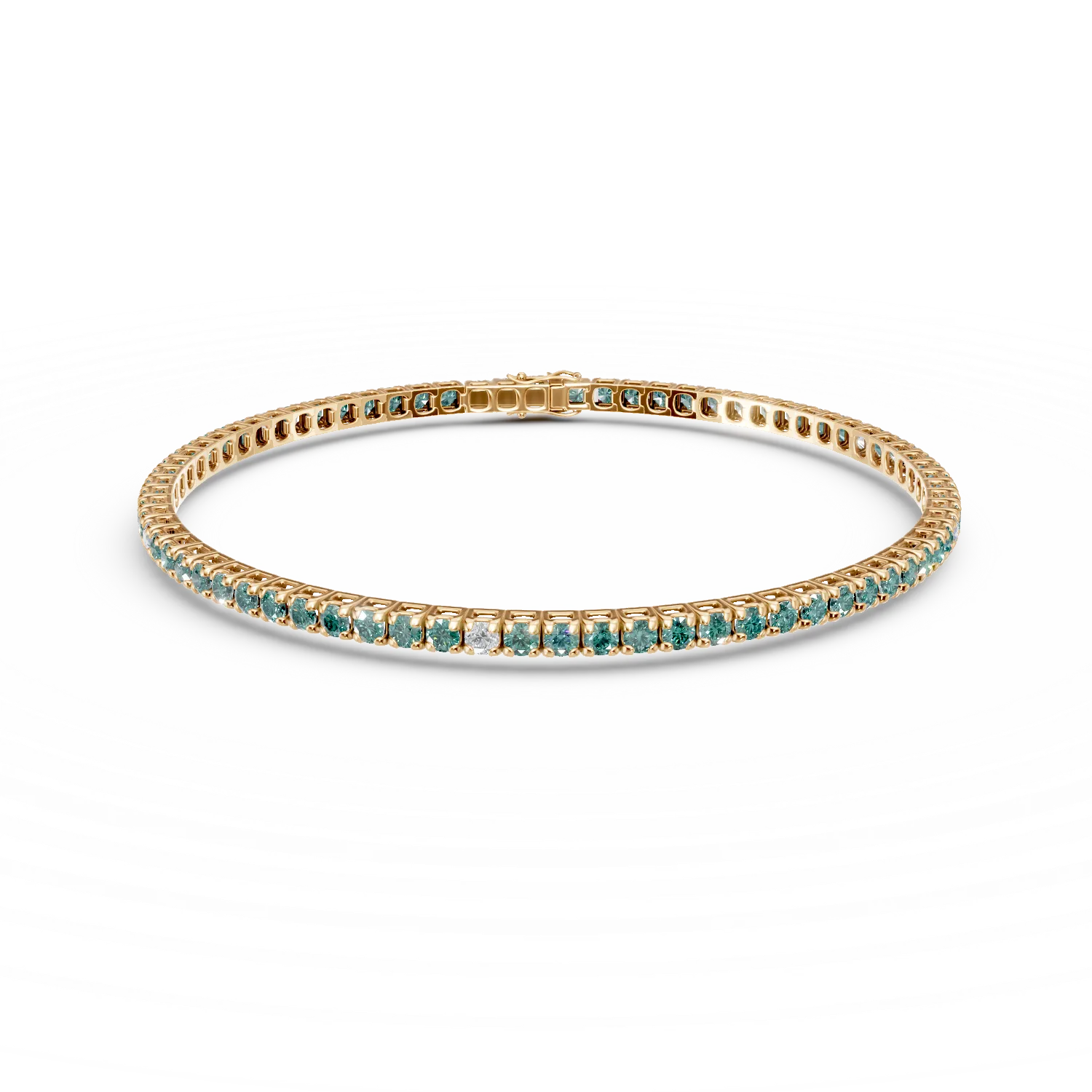Bratara tennis din aur galben cu diamante de 0.1ct si smaralde de 1.2ct 1 Bratara tennis din aur galben cu diamante de 0.1ct si smaralde de 1.2ct