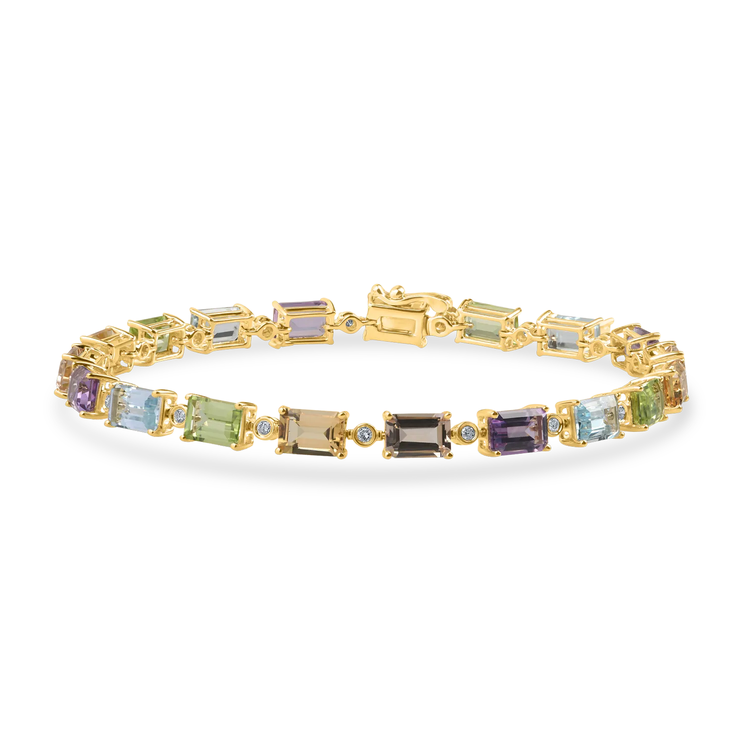 Bratara tennis din aur galben cu pietre semipretioase baguette de 10.81ct