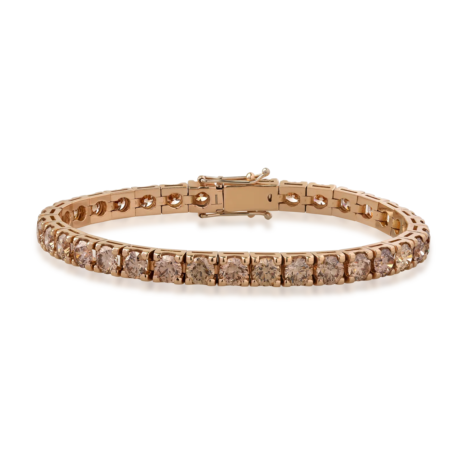 Bratara tennis din aur roz cu diamante coniac de 10.65ct