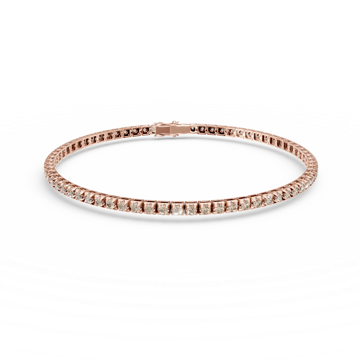 Bratara tennis din aur roz cu diamante maro de 1.6ct