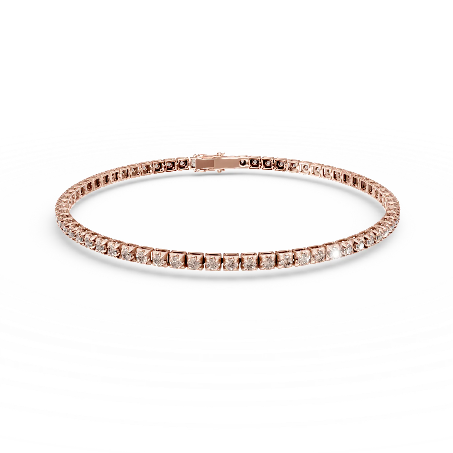 Bratara tennis din aur roz cu diamante maro de 1.5ct