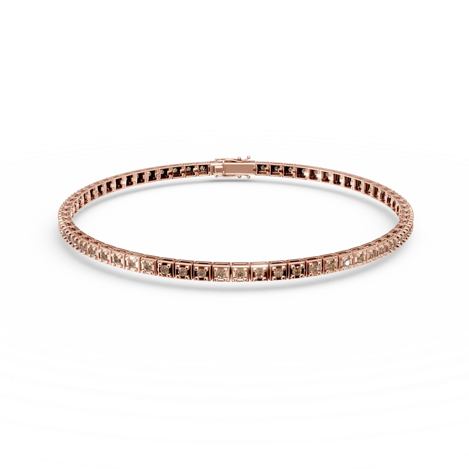 Bratara tennis din aur roz cu diamante maro de 0.8ct