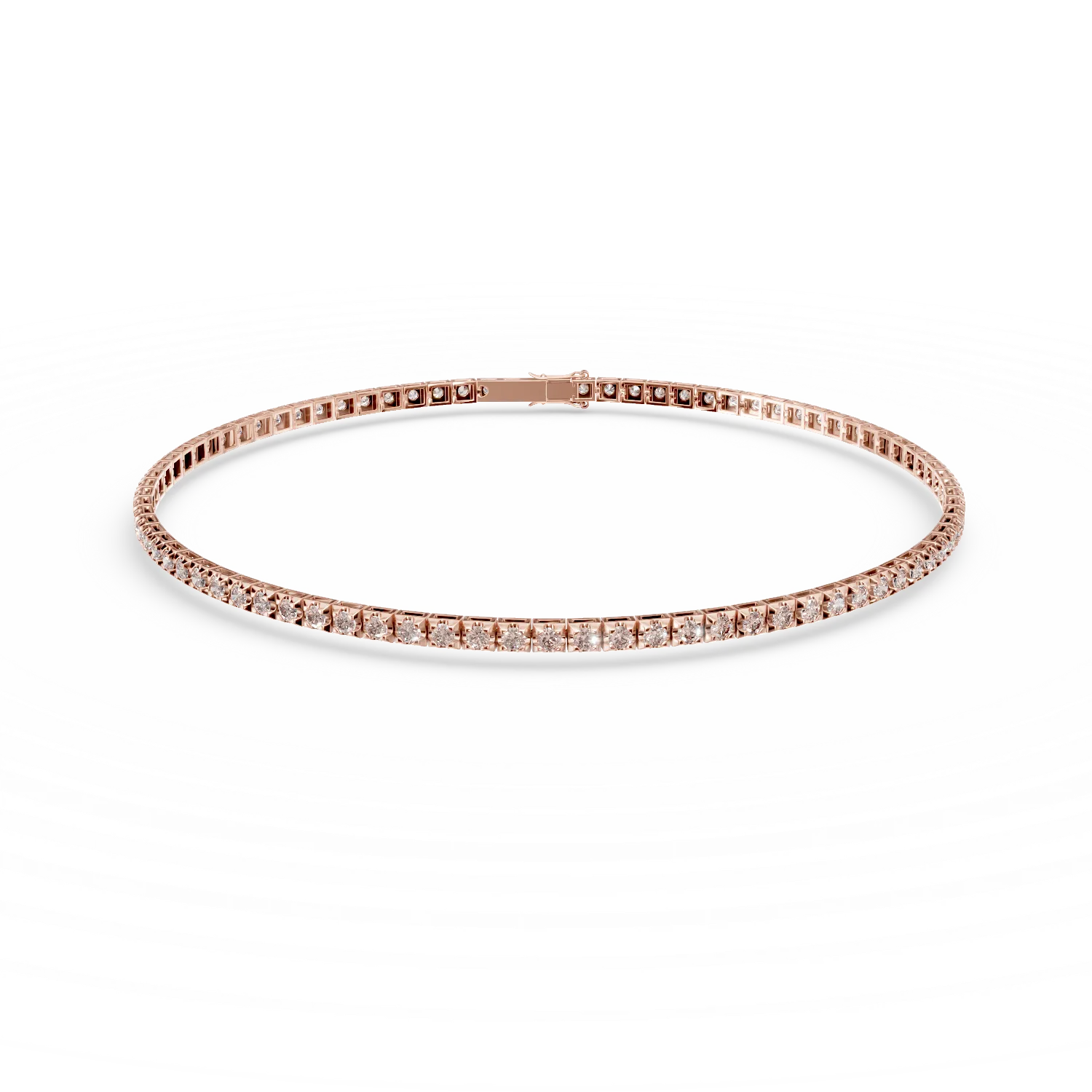 Bratara tennis din aur roz cu diamante maro de 1.6ct