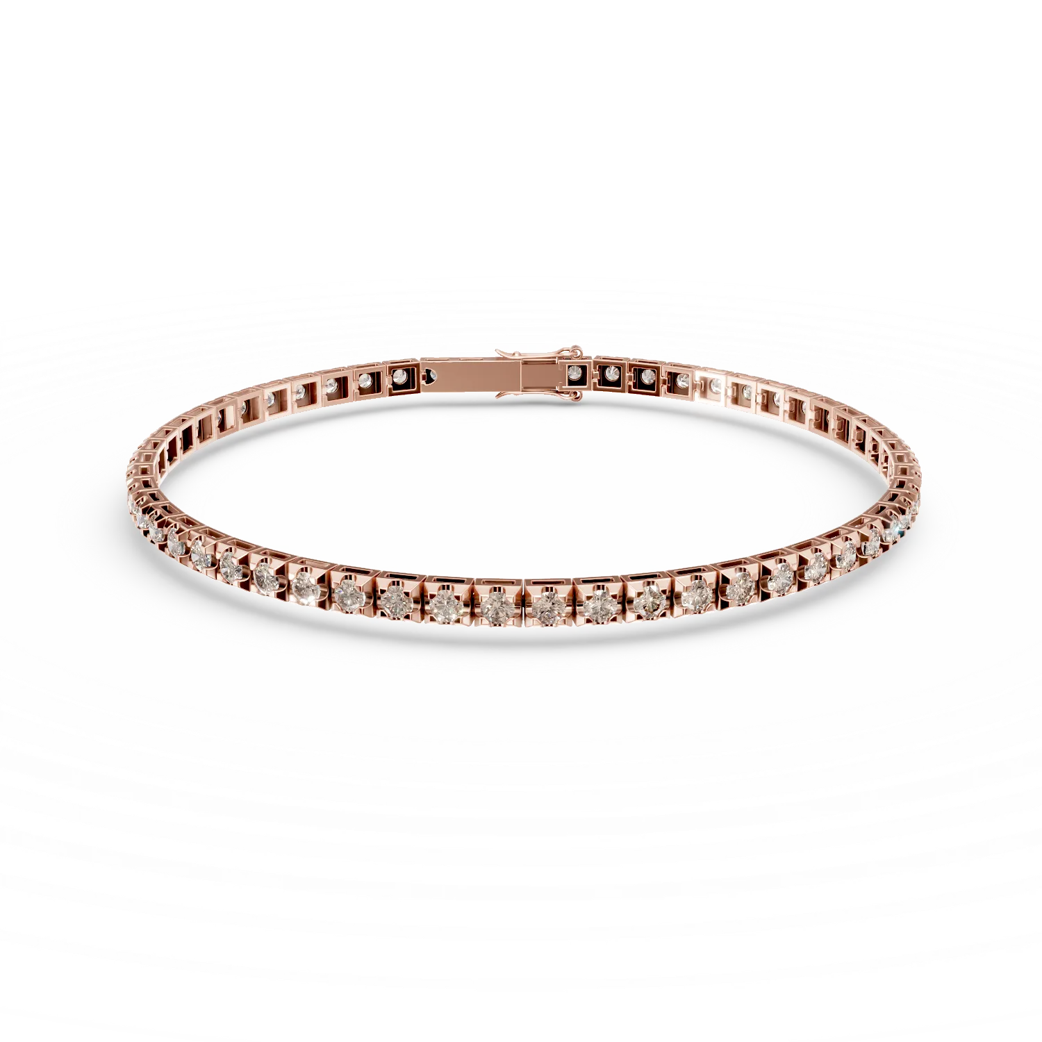 Bratara tennis din aur roz cu diamante maro de 3.2ct