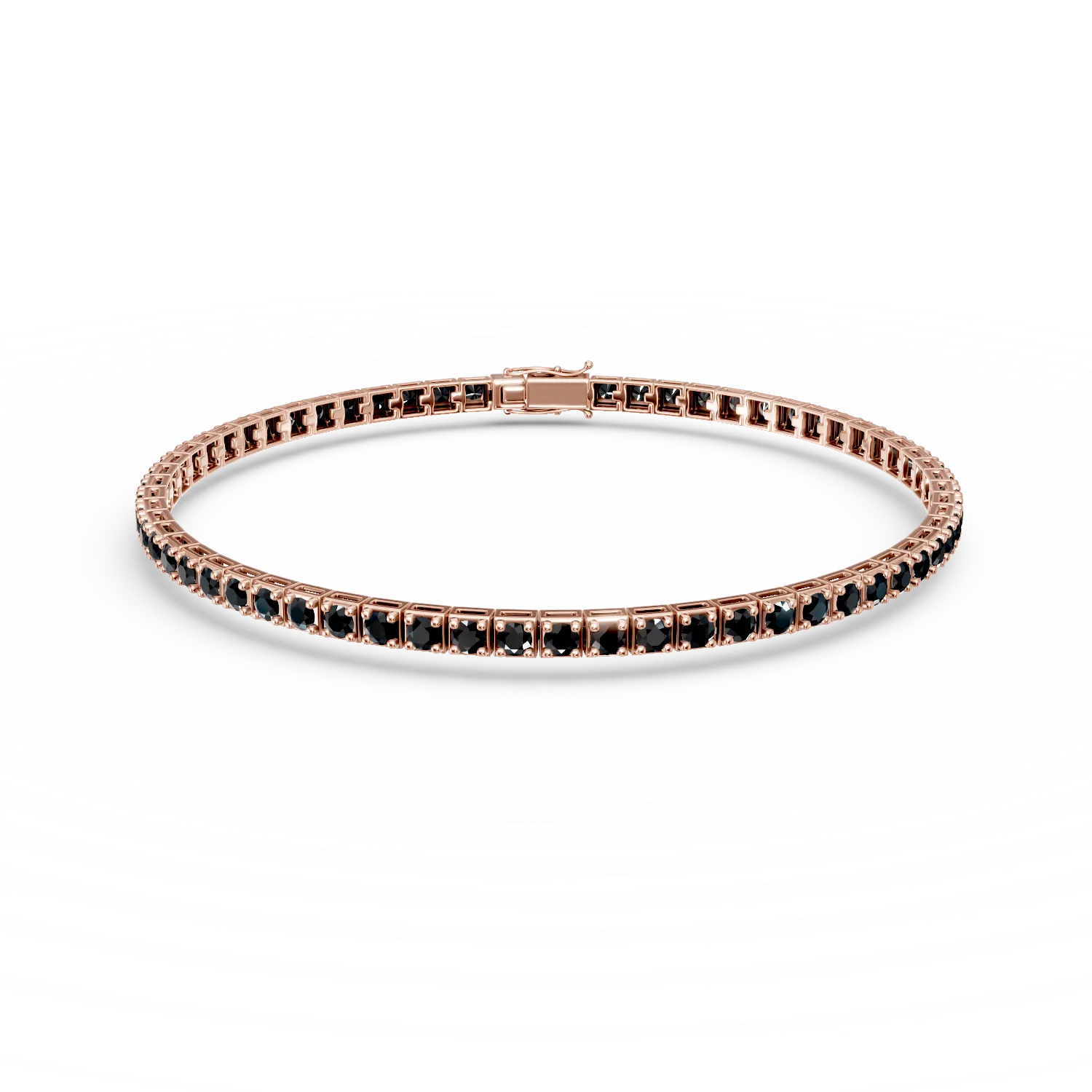 Bratara tennis din aur roz cu diamante negre de 5.7ct