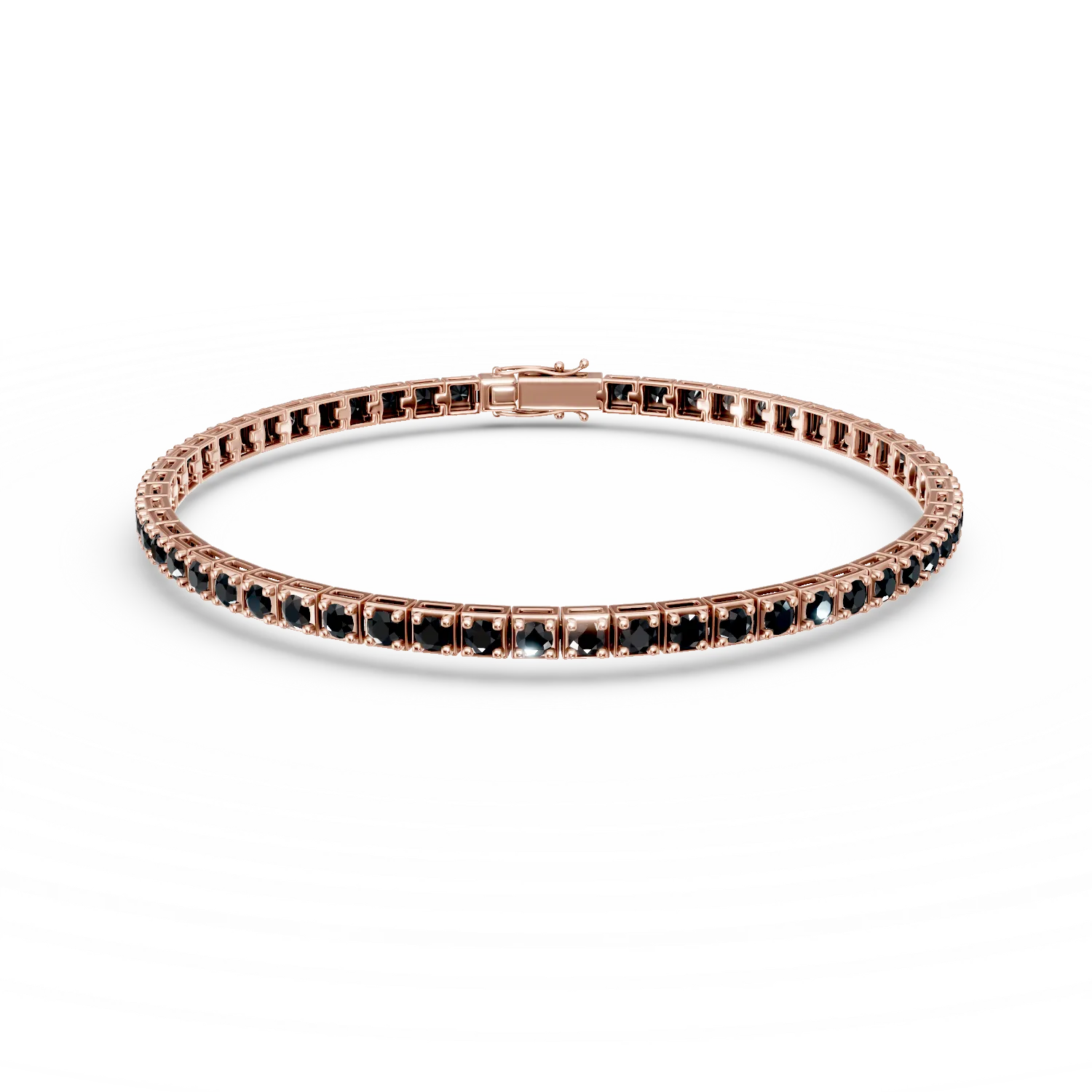 Bratara tennis din aur roz cu diamante negre de 2.1ct