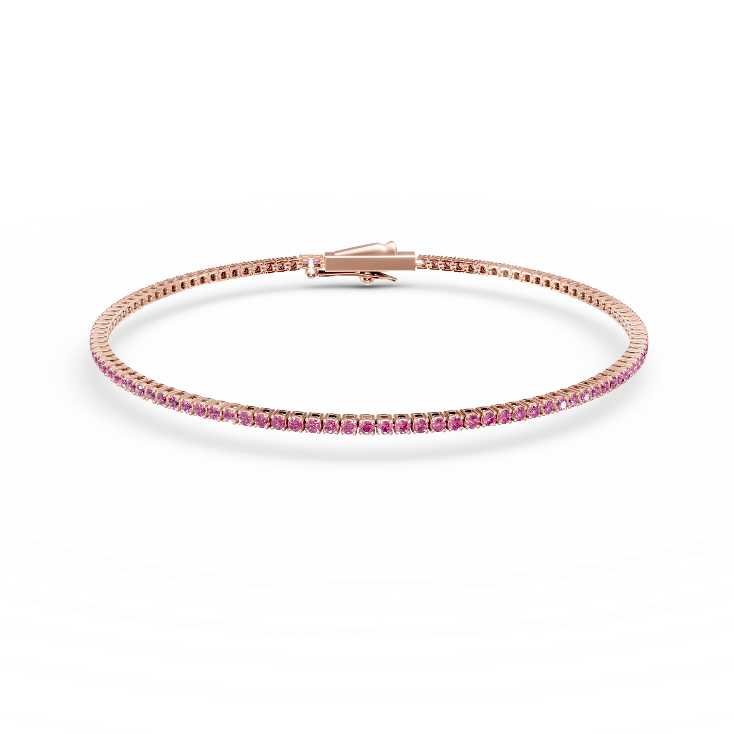 Bratara tennis din aur roz cu safire roz de 1.4ct