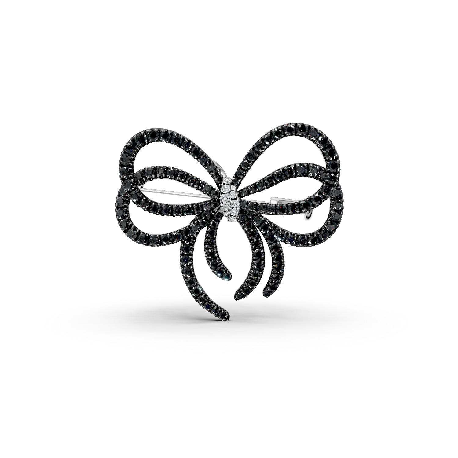 Brosa fundita din aur alb cu diamante negre de 6ct