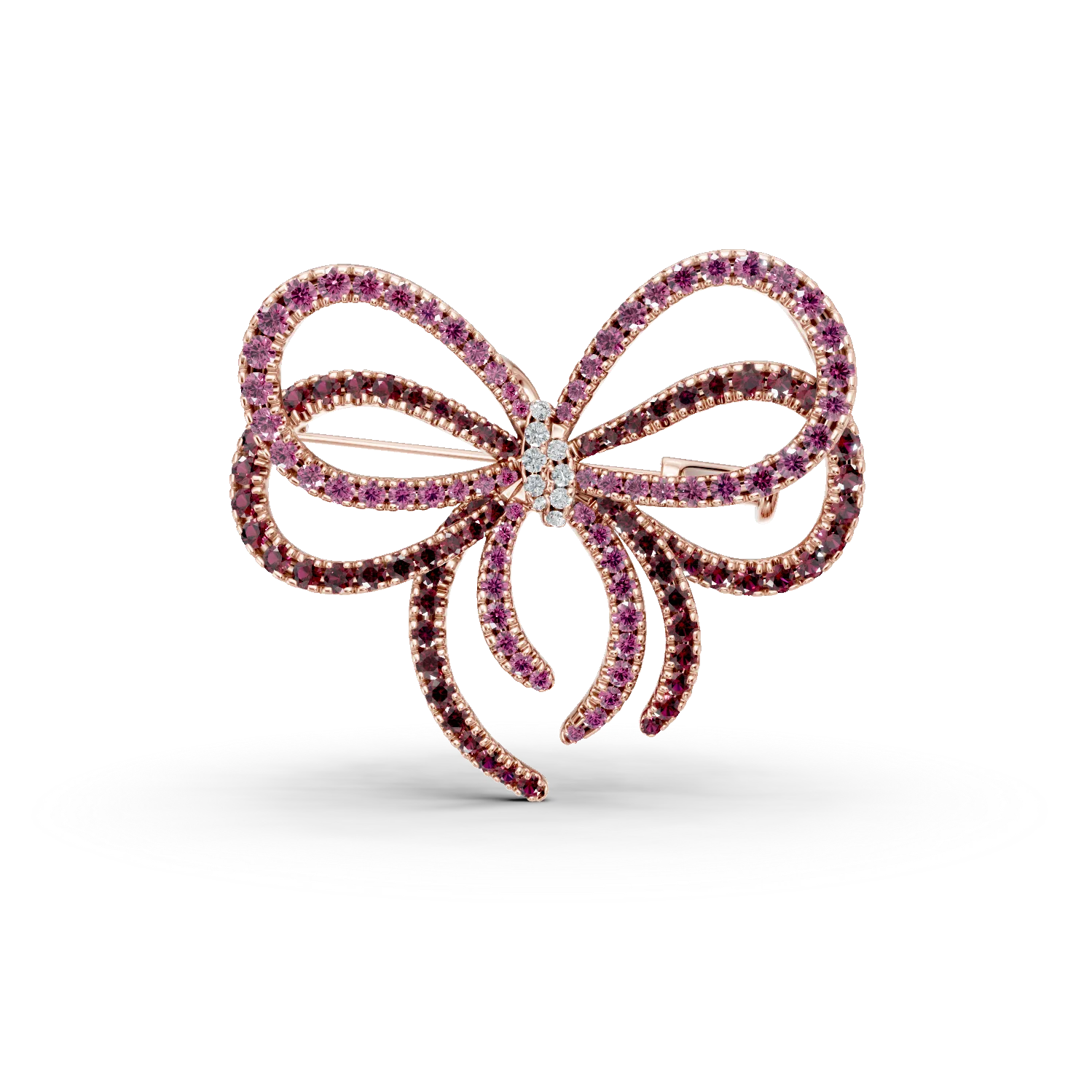Brosa fundita din aur roz cu pietre pretioase de 7.2ct