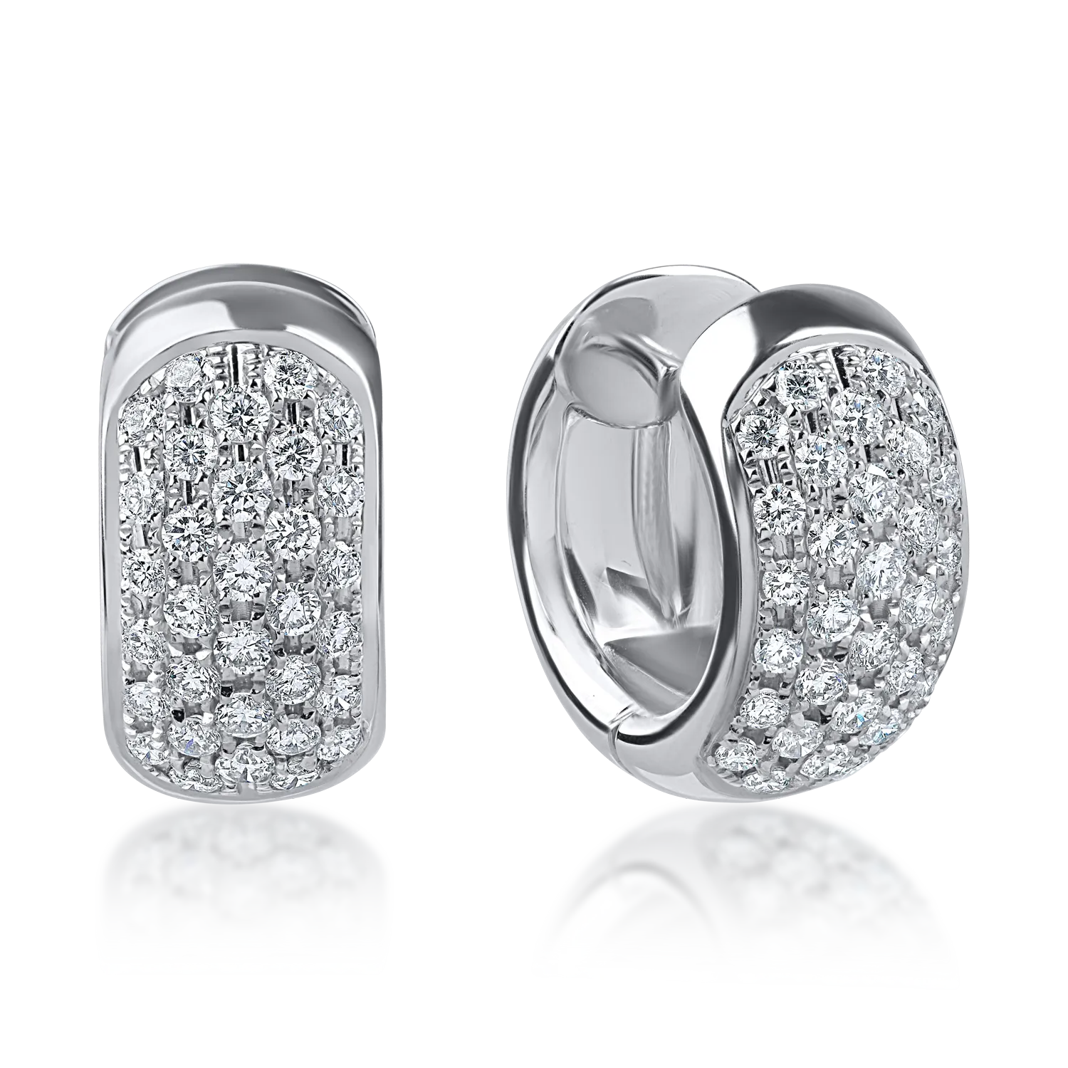 Cercei creole din aur alb cu diamante de 0.8ct