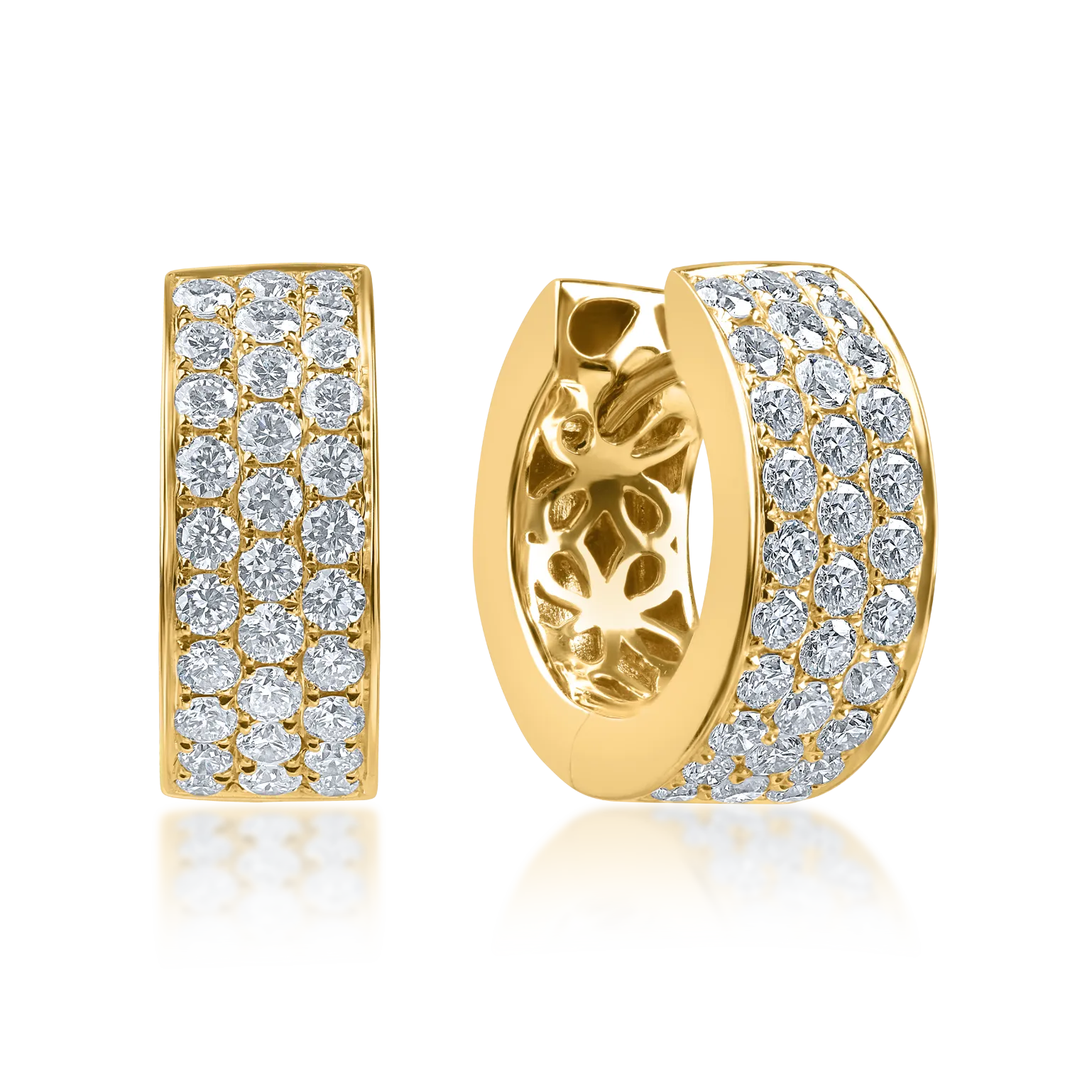 Cercei creole din aur galben cu diamante de 0.1ct