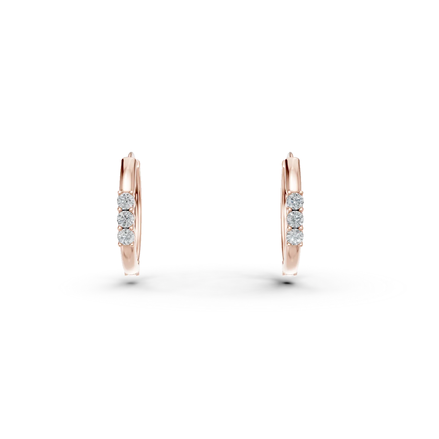 Cercei creole din aur roz pentru copii cu diamante de 0.05ct