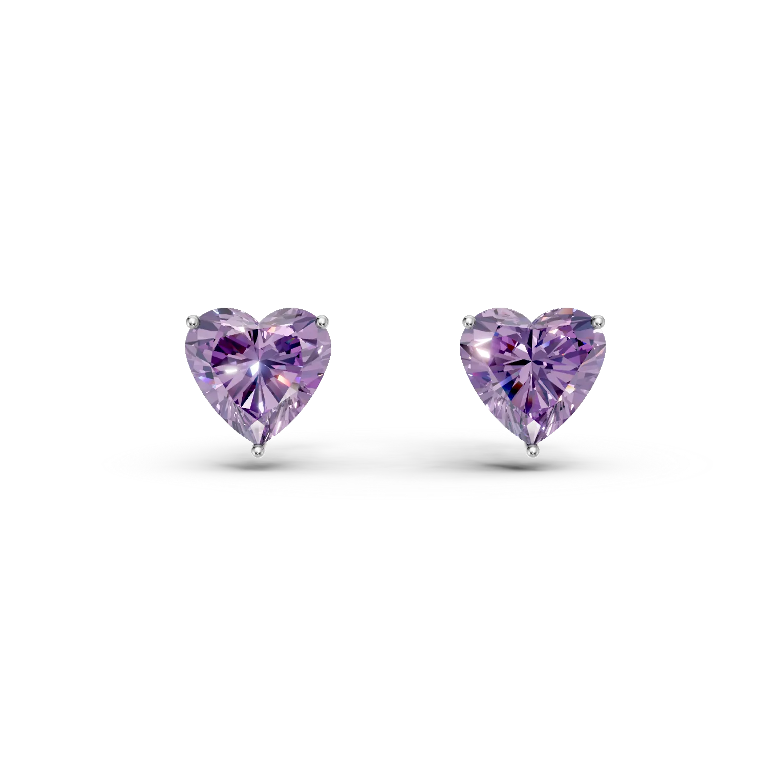 Cercei inimi din aur alb cu ametiste heart de 2.4ct