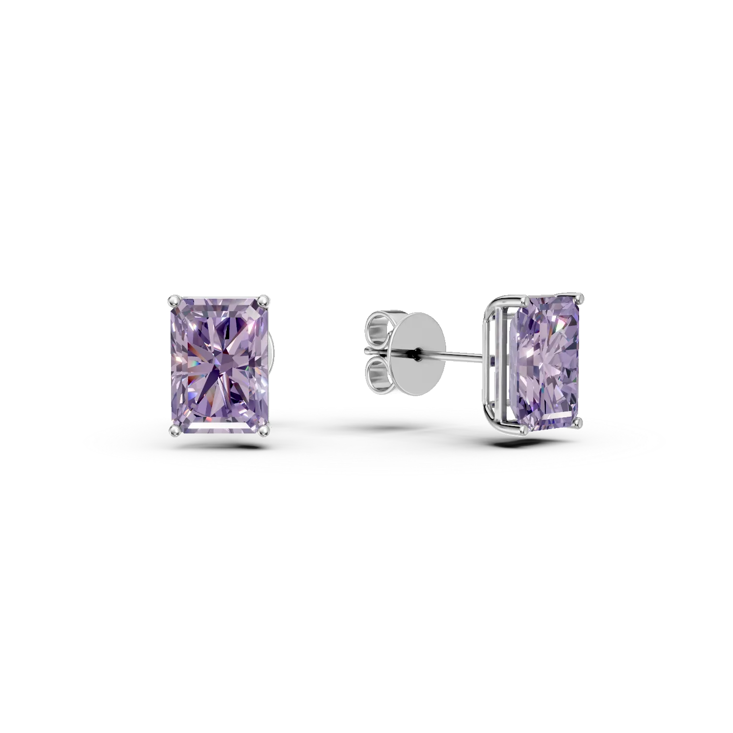 Cercei din aur alb cu ametiste rectangulare de 1.7ct