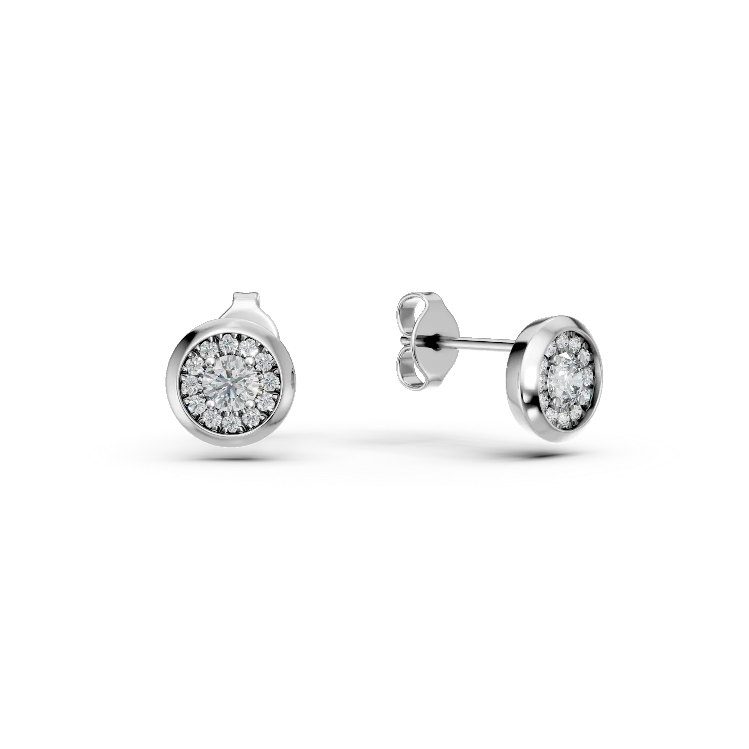 Cercei stud din aur alb cu diamante de 0.3ct