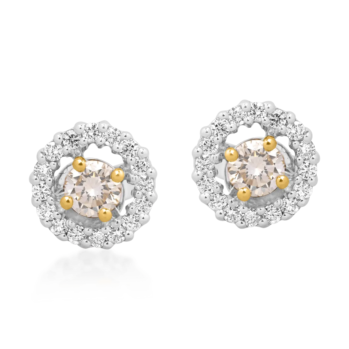 Cercei din aur alb cu diamante galbene de 0.41ct si diamante transparente de 0.33ct 1 Cercei din aur alb cu diamante galbene de 0.41ct si diamante transparente de 0.33ct