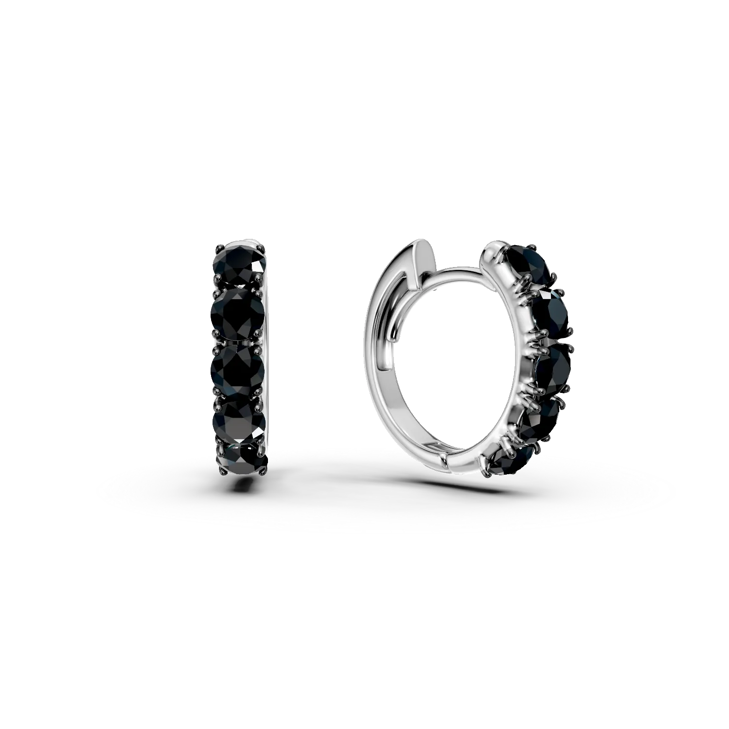 Cercei rotunzi din aur alb cu diamante negre de 1.22ct