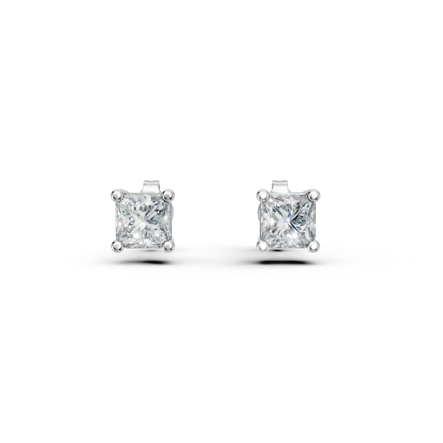 Cercei din aur alb cu diamante princess de 0.19ct