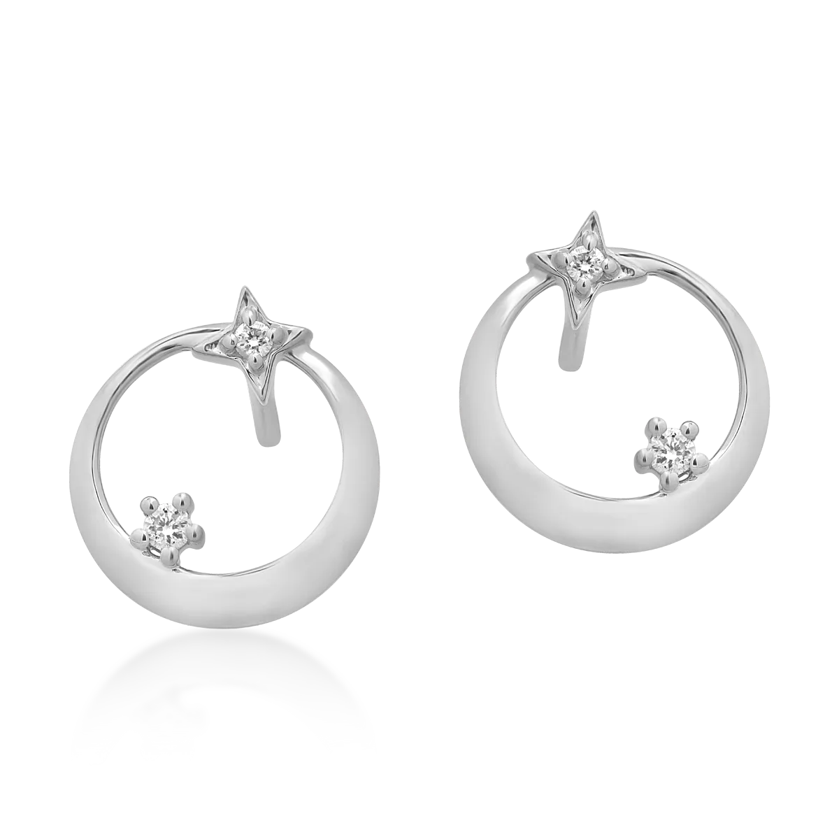 Cercei din aur alb cu diamante de 0.034ct
