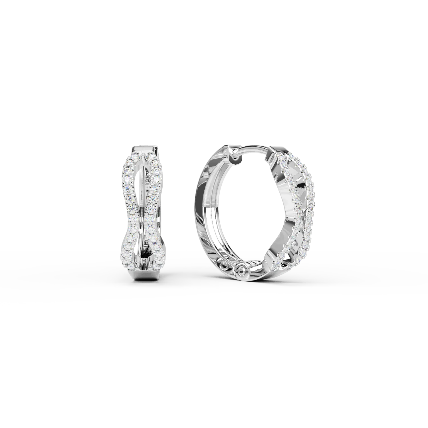 Cercei din aur alb cu diamante de 0.1ct